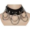 Cool Punk Gothic Collar for Women and Men Black PU Leather Vingate Necklace Adjustable