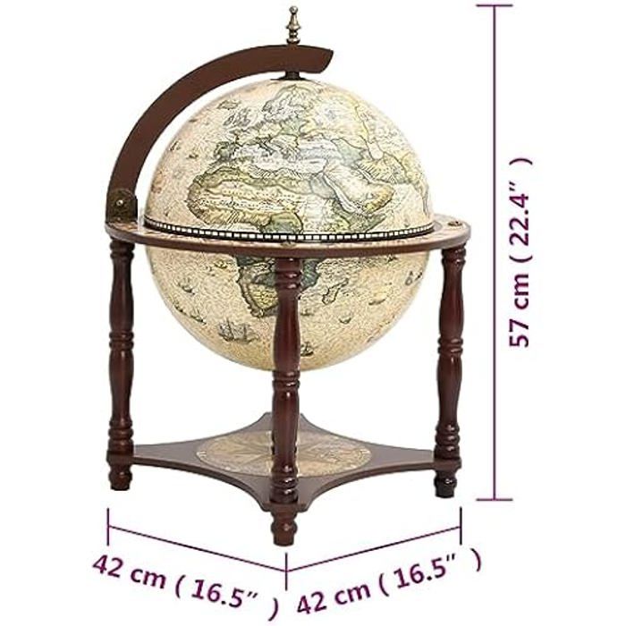 Support à vin - VIDAXL - Globe en bois d'eucalyptus massif - Marron - 42 x 42 x 57 cm - Non assemblé