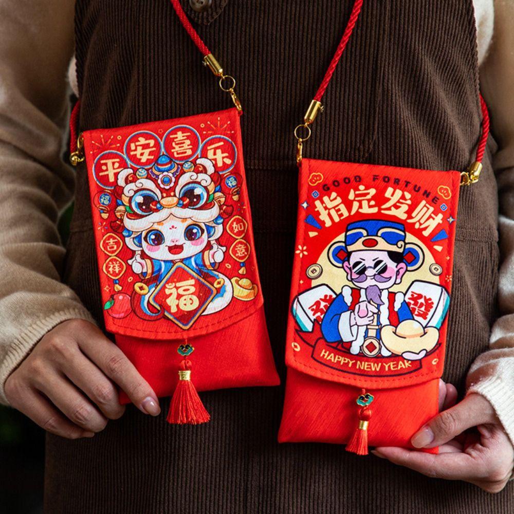 Spring Festival Fabric Red Envelop Blessing Words Lucky Red Pockets  New Year