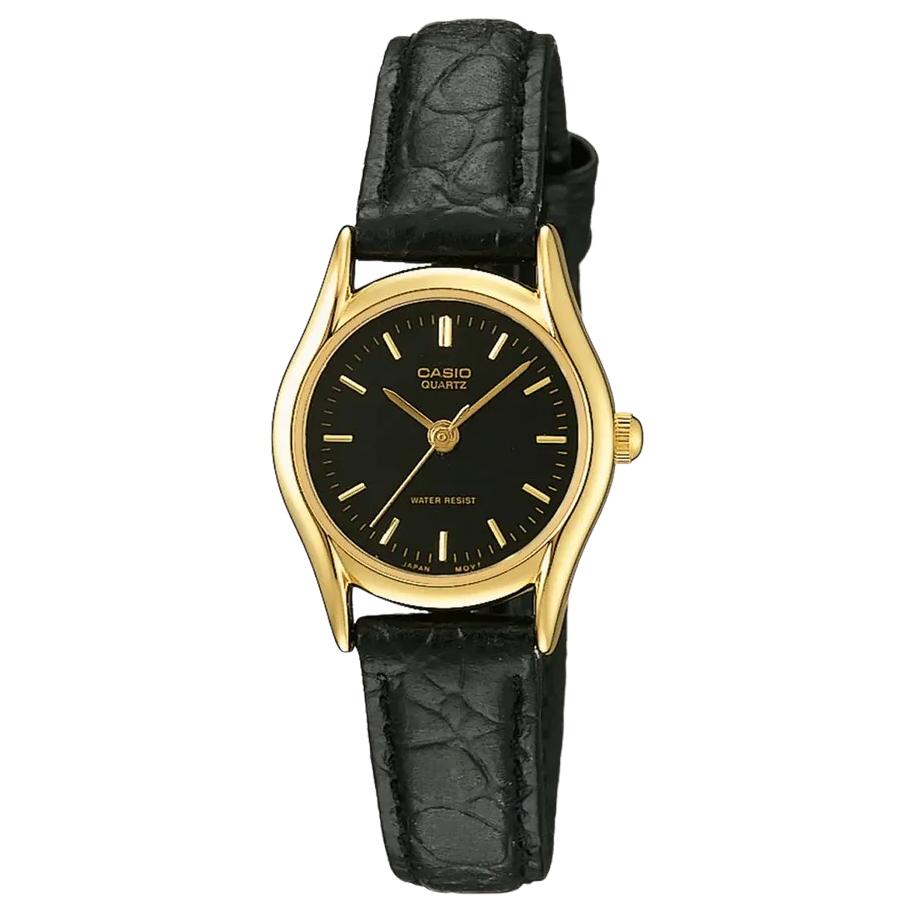 

CASIO Women s Quartz Collection Water Resistant For Everyday Use Quartz Movement Leather Strap Watch LTP-1094Q-1ARDF Black Dial