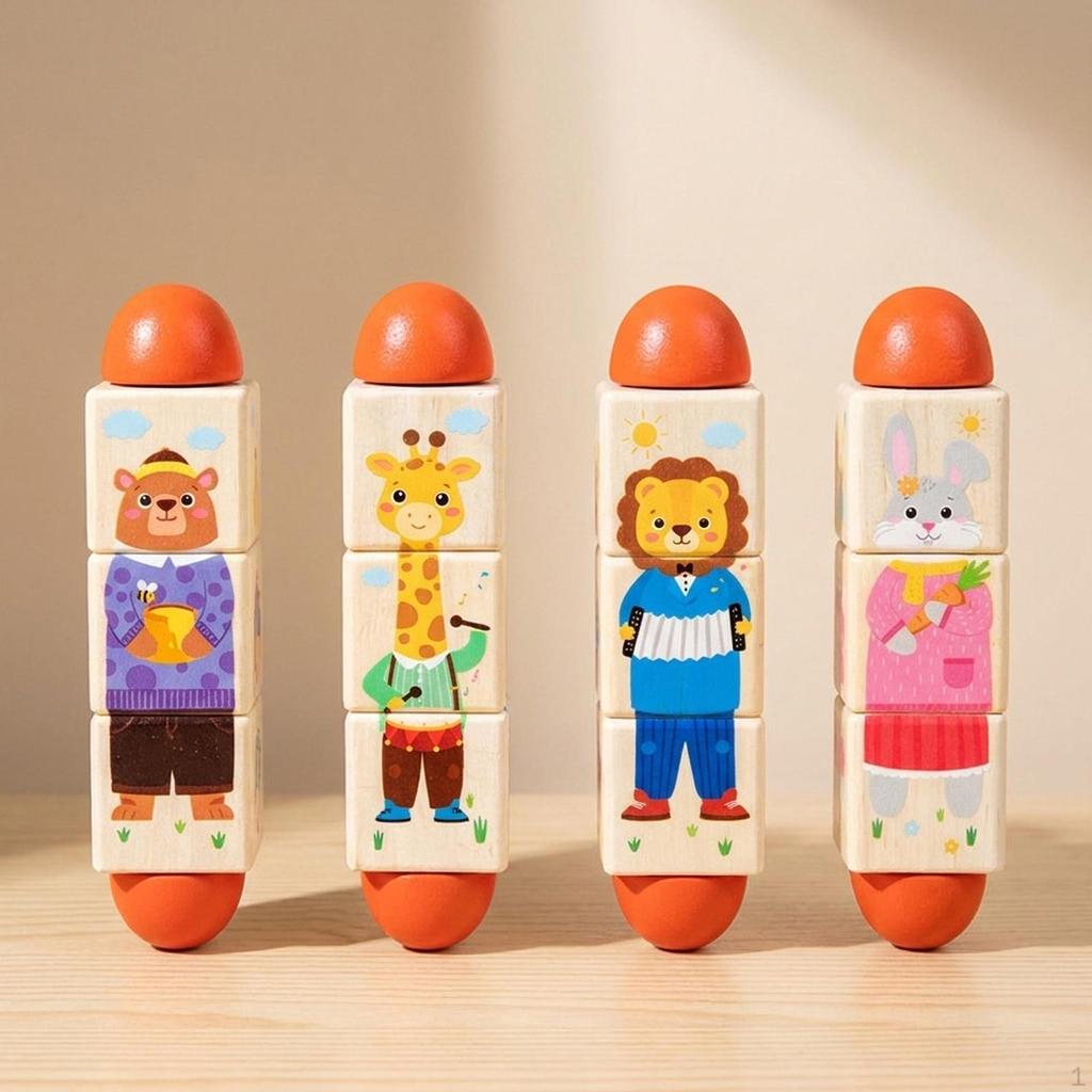 , Educational Toys, Building Blocks with Cartoon Motifs, Puzzles for Preschoolers, Gift
