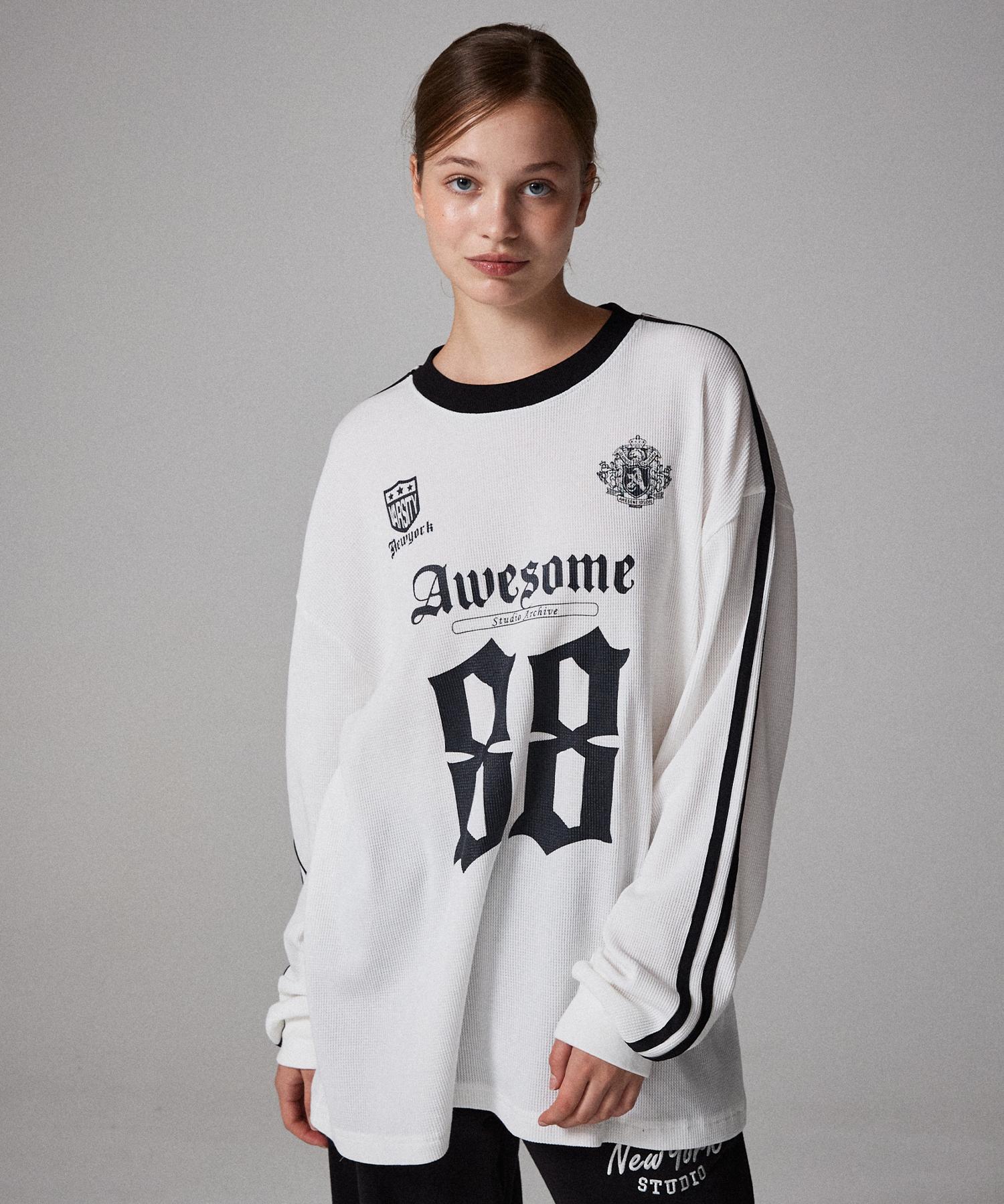 Awesome Studio Blockcore Waffle Long Sleeve T-Shirt White Black/M