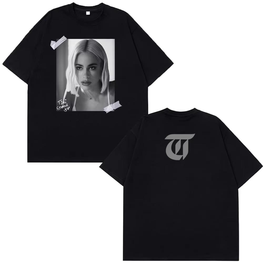 Singer Tini Stoessel Tour Album Merch Tees Men Women Clothing Oversized Tshirts Shortsleeved Loose Casual Cotton Tshirts S