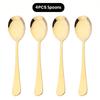 4Pcs Mirror Silver Salad Spoon Cutlery Set Dessert Spoon Ice Cream Scoop Dinnerware Stainless Steel Tableware Kitchen Flatware