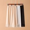 Women's Sheerproof Anti Exposure Lace Lined Mid Length A Line Underskirt Half Slip Safety Bottoming Leggings Skirt