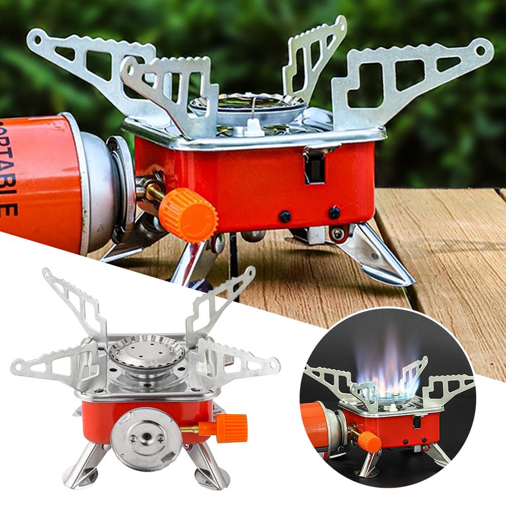 Portable Burner Camping Foldable Windproof Outdoor Gas Tank Stove For Backpacking Camping Hiking Picnic Camping Burner Bbq Grill