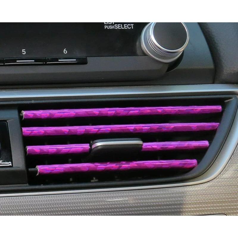 10pcs of U-shaped Electroplated Bright Strips with Mesh Clamps Decorative Strips for Car Air Vents Colored Interior Decoration