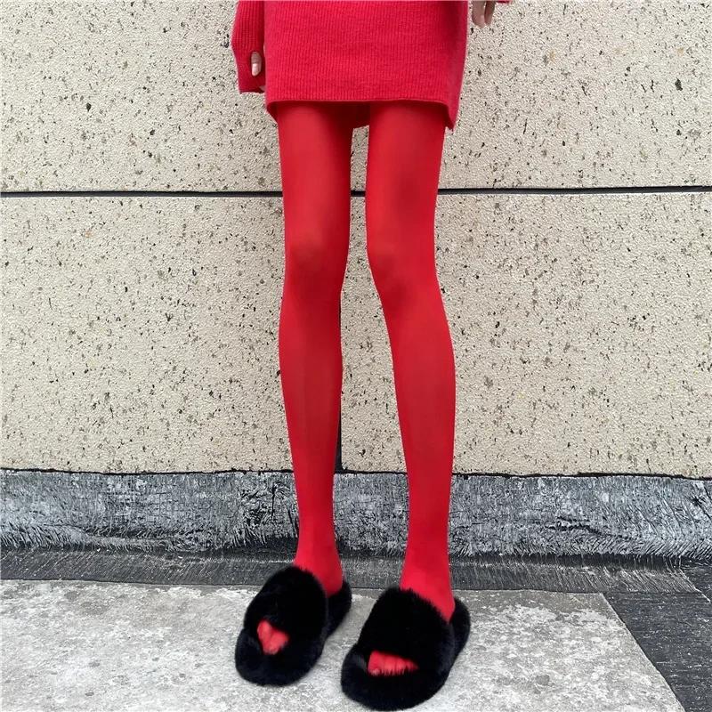 New Red Pantyhose Female Year Red Socks Sexy Anti-hook Silk Velvet Pantyhose Wedding Bride's Leggings for Women