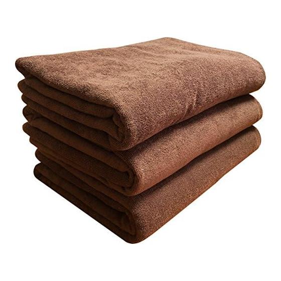 Extra large bath towel, commercial towel, professionally selected brown, set of 3, approx. 100 x 200 cm
