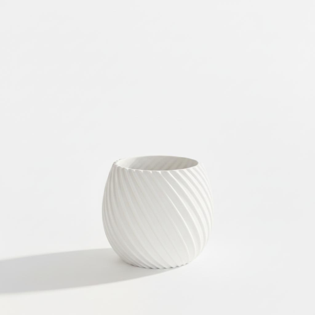 Vaso a spirale moderno di design bianco per piante