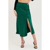 High Waist Satin Solid Color Split Long Bustier Skirt