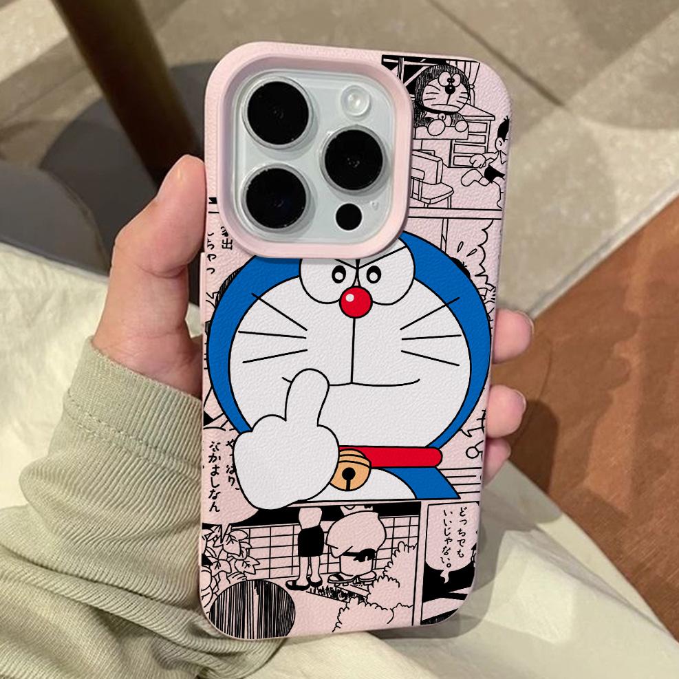 Cartoon D-Doraemons Lichee Leather Pattern Phone Case For Samsung S26 S25 S24 S23 S22 S21 S20 S10 Plus FE Ultra 4G 5G Shockproof
