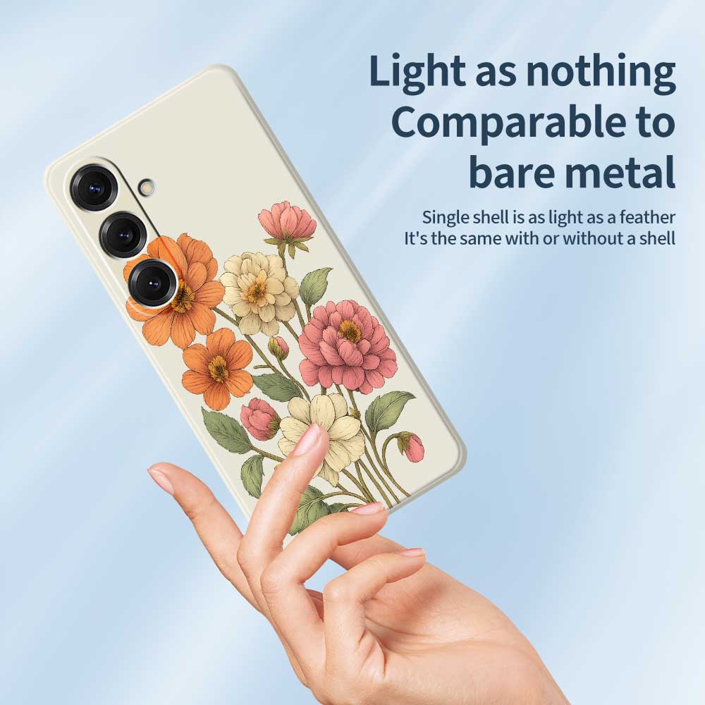 For Samsung Galaxy S25 Case Beautiful Flowers Pattern Printing Straight Edge TPU Phone Back Cover