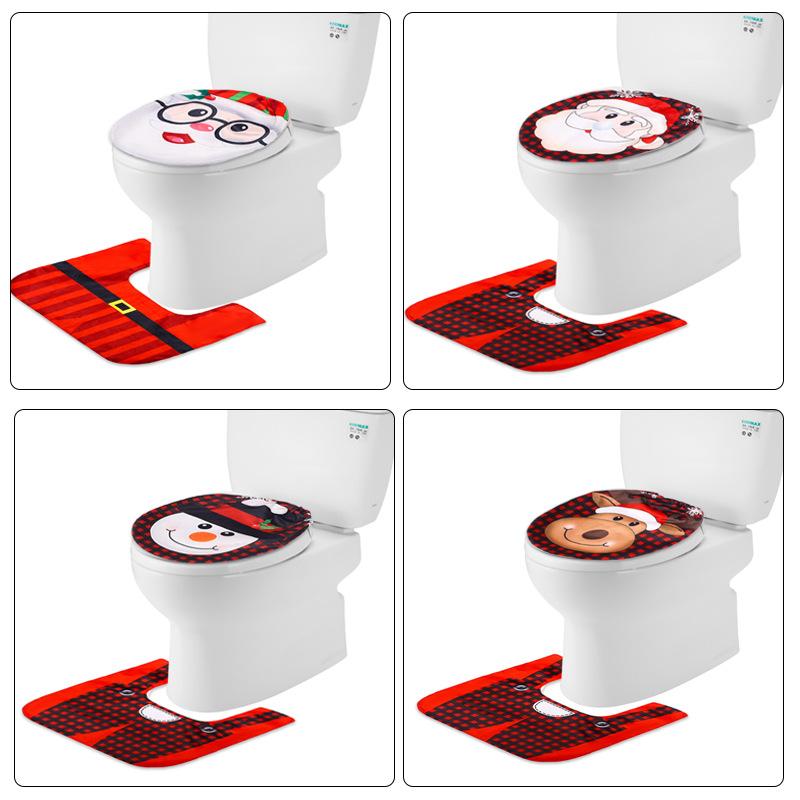 Christmas decoration supplies creative cartoon old man snowman toilet cover decoration two-piece hotel home decoration