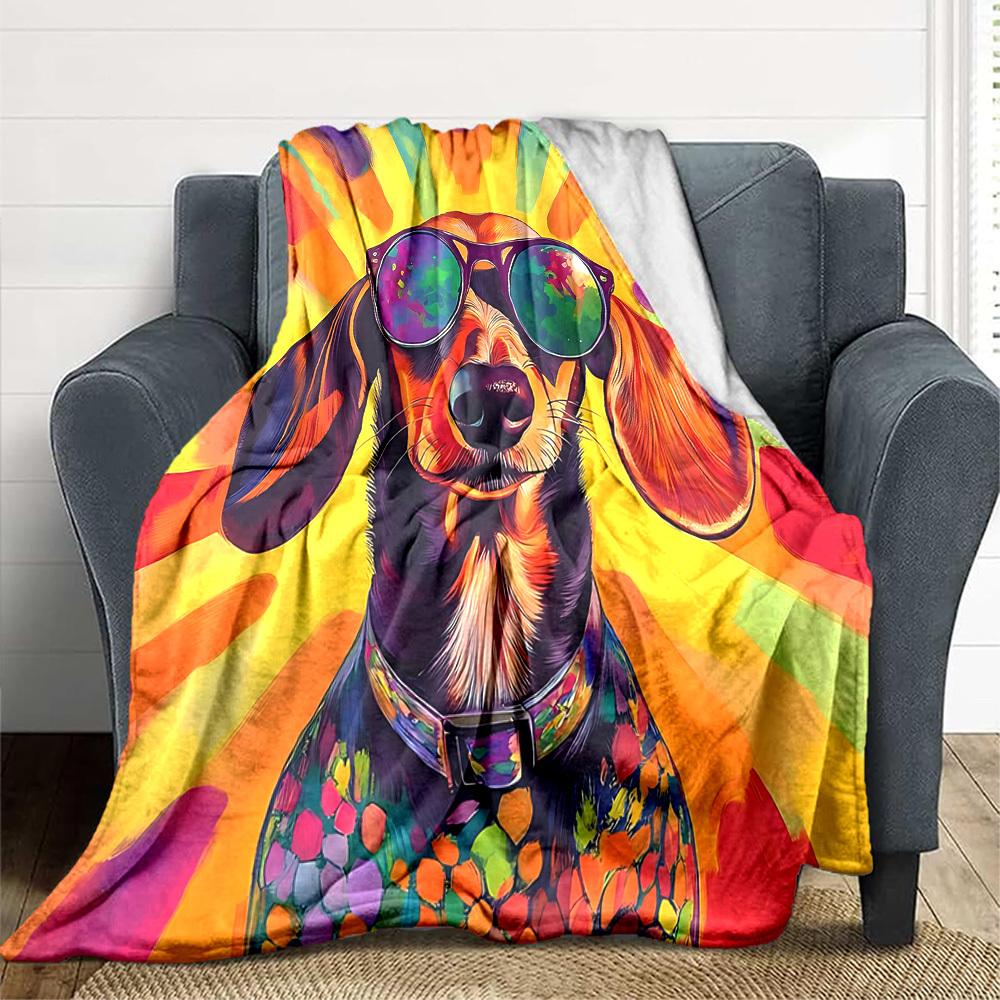 

1pc Colorful Dog Print Blanket, Lightweight Flannel Fleece with Digital Printing, Soft Warm for Sofa, Travel, Camping, Office, Couch, Chair, and Bed, 100x150cm