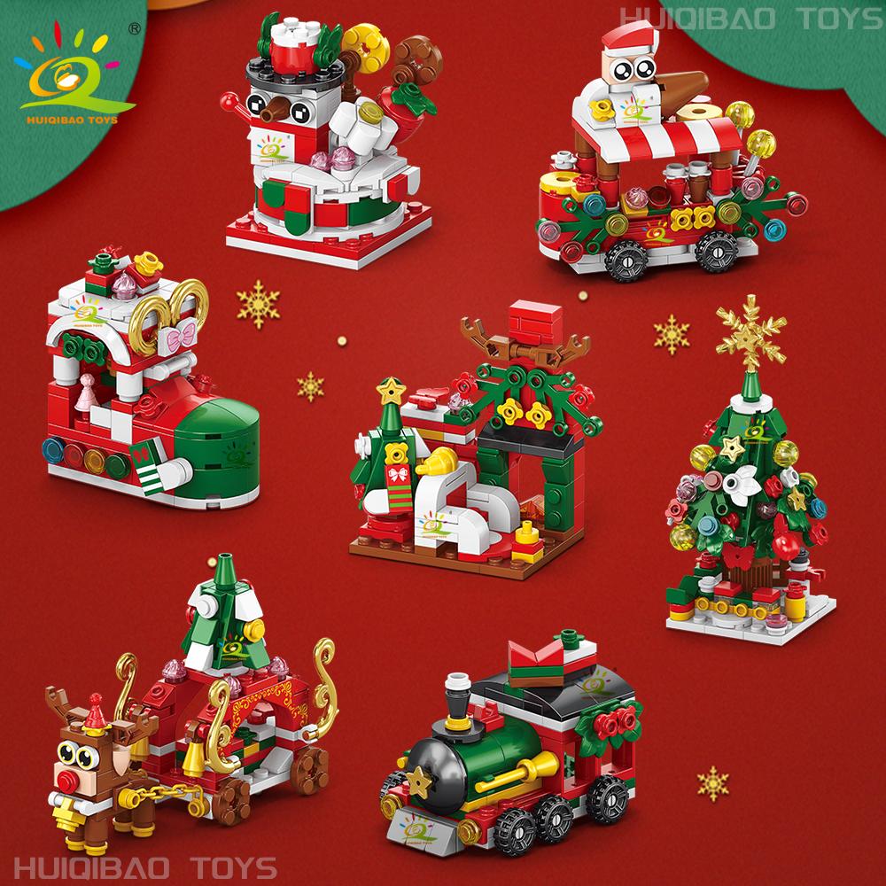 Non-Toxic Christmas 8In1 Santa Claus Tree Model Building Block Diy Elk Snowman Bricks Ornament Toys For Children Adult Gift
