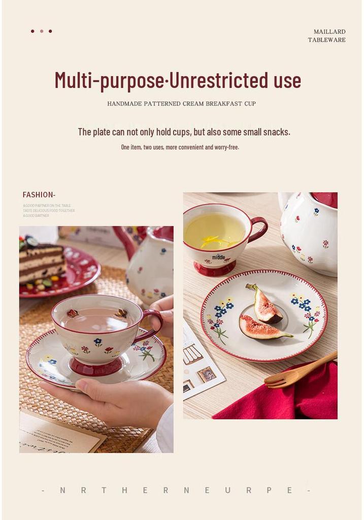 Shunxiang Vintage Teaware Set: Retro Cups & Saucers, Teapot, Perfect for Afternoon Tea & Coffee, In a Gift Box