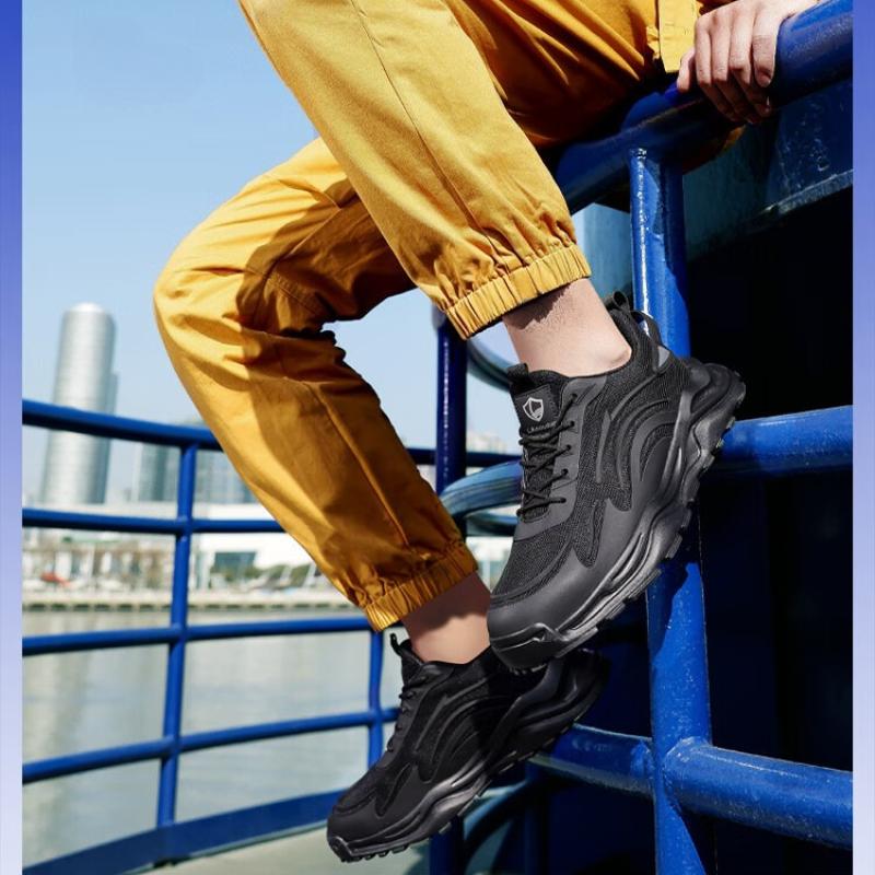 Fashion Men Safety Shoes Anti-crush Anti-puncture Breathable Wear-resistant Lightweight Anti-slip Steel-toe Protective Safety Work Shoes