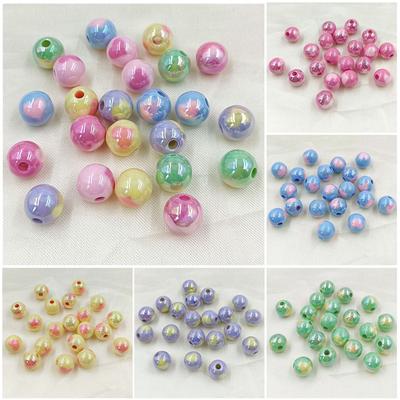 Creative UV Dazzle Jewelry Accessories Fashion 10Pcs Acrylic Round Beads 14mm/16mm Bracelet Earring Handmade Spring Light Colored DIY Materials