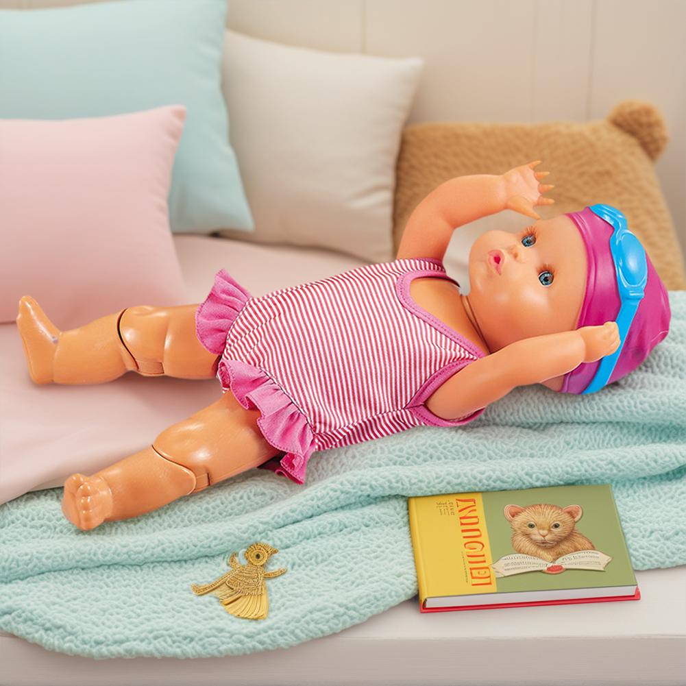 Swimmer Doll with Movable Joint and Detachable Suit Water Baby Doll Kids Bathroom Bath Toy for Girls Birthday Gift for Kids