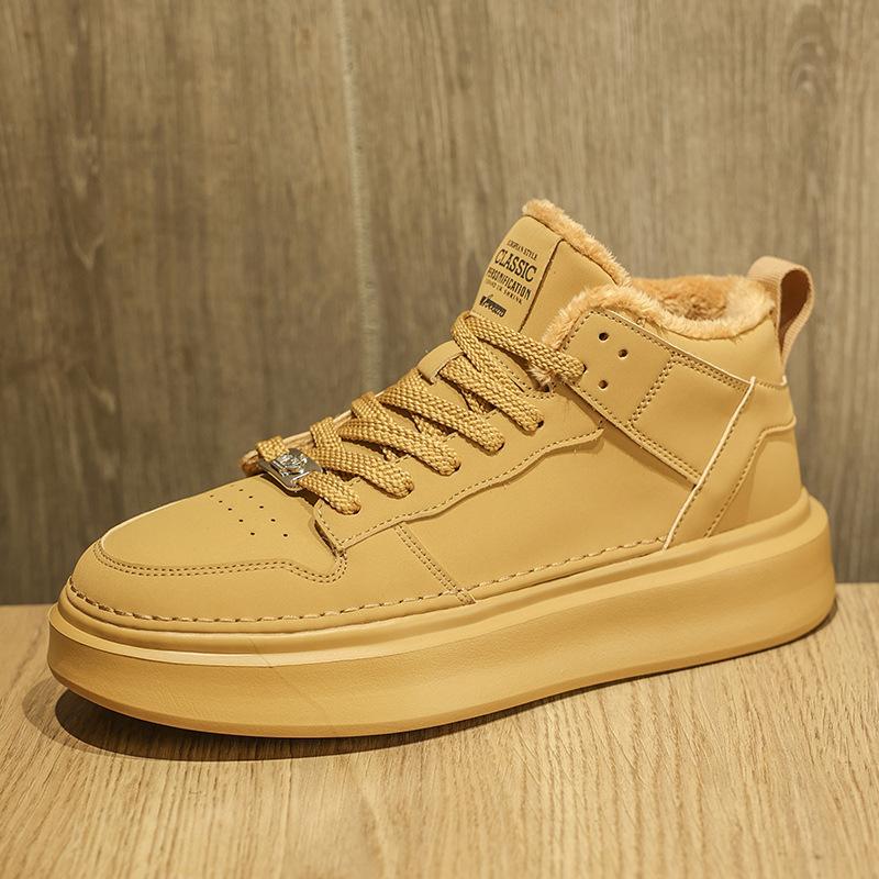 

Мужские туфли с высоким берцем 2024 года, зимние новые маленькие белые туфли, мужская корейская версия, трендовые бархатные модные туфли на платформе высокого класса 44