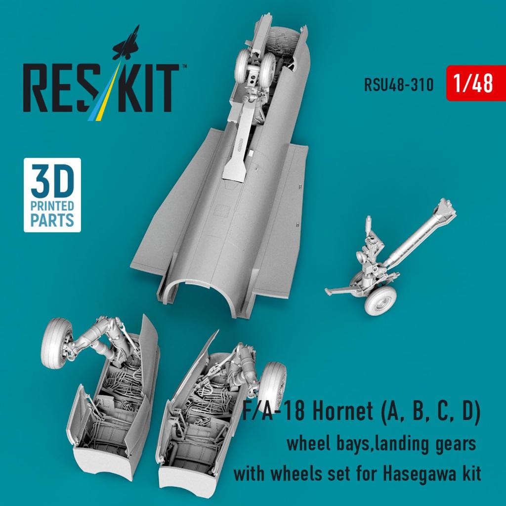 Reskit Hornet Landing Gear Landing Gear Hangar Set Plastic Model Parts 1/48 F/A-18A/B/C/D & (for Hasegawa) RSKU48-0310 (Airplane)