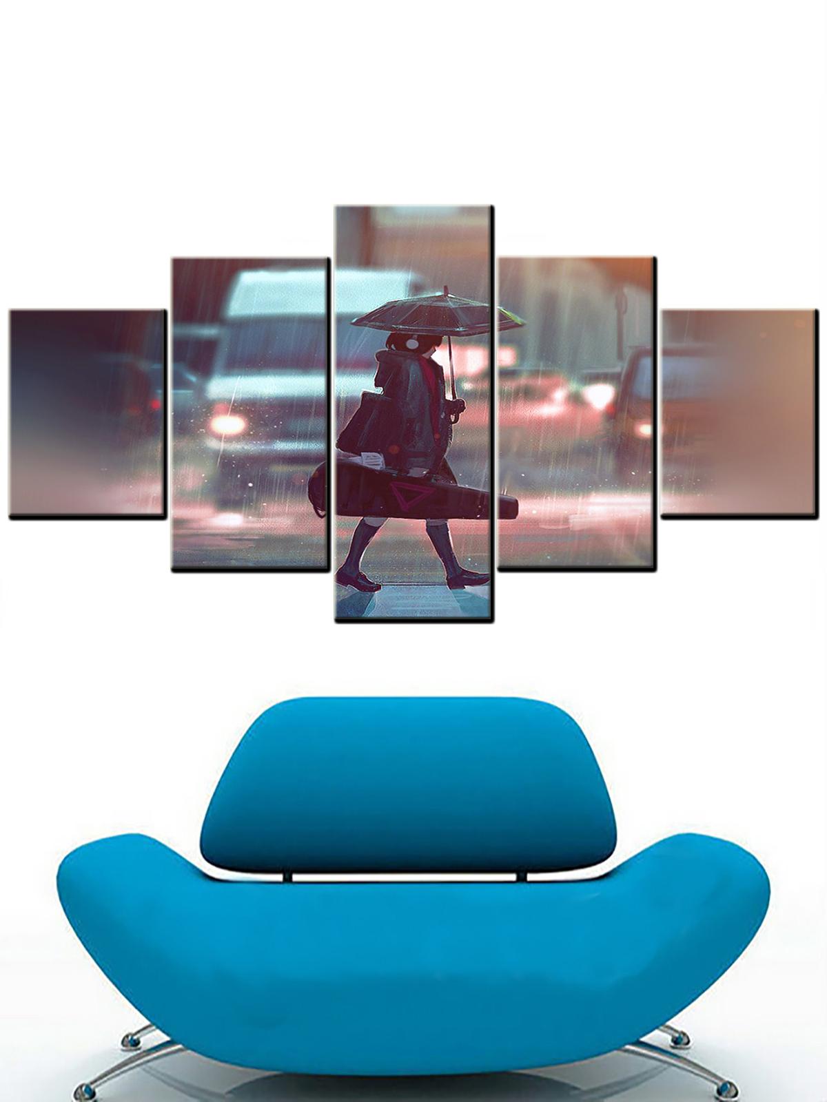 

Картина на холсте, 5 шт., аниме, мультяшный рисунок, постер, девушка, зонтик от дождя, картина, настенное искусство для гостиной, декоративная рамка, современный без рамки 20x35cm*2 20x45cm*2 20x55cm*1