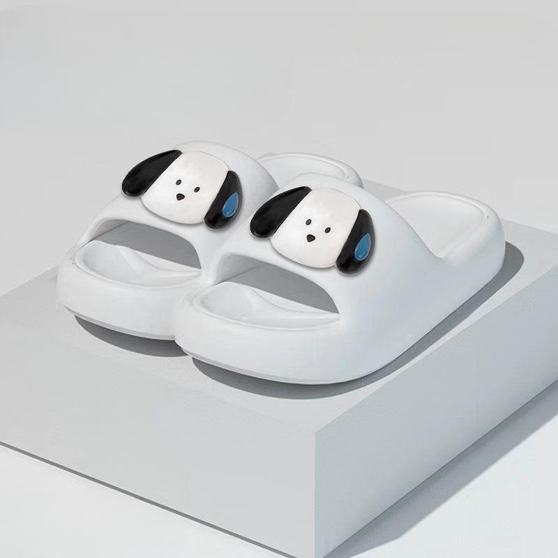 WTEMPO Cute Slippers Women's Cartoon Dog Soft Sole and Flat Heel Anti Slip Thick Sole Comfortable Casual Indoor Bathroom Odor Resistant Slippers