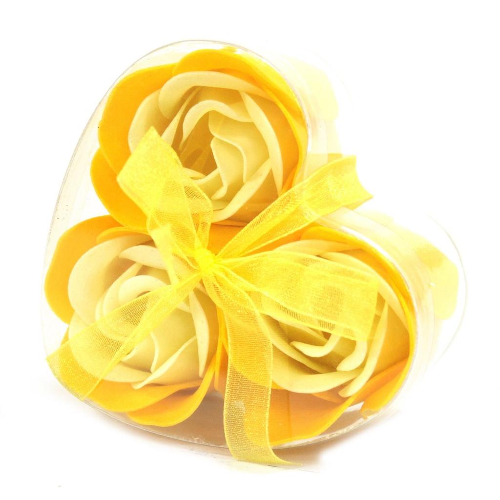 6x Soap Roses Heart Box Set of 3