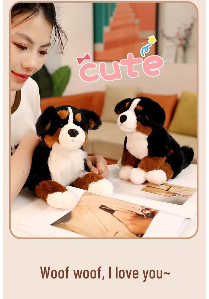 Adorable Bernese Mountain Dog Plush Toy – Realistic Sheepdog Cloth Doll Gift