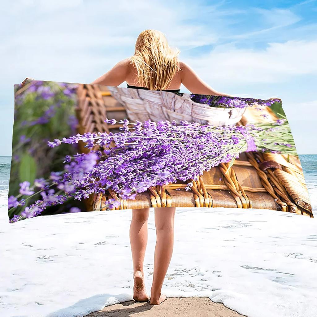 Charming Lavender Field Print Beach Towel - Soft MicrofiberPool & Spa - Perfect Gift for Nature Lovers and Outdoor Enthusiasts
