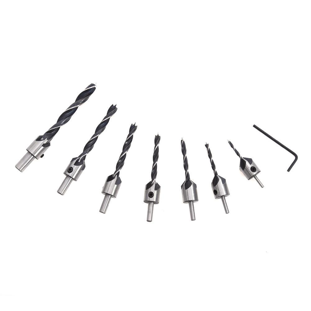 Buy 7Pcs/set 3 4 5 6 7 8 10mm Hss 5 Flute Countersink Drill Bit Set at ...