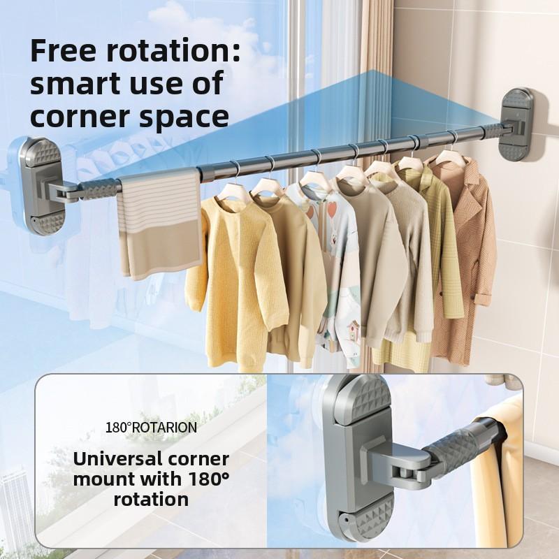 Modern Plastic Double Rod Wallmounted Clothes Drying Rack For Home Balcony Use