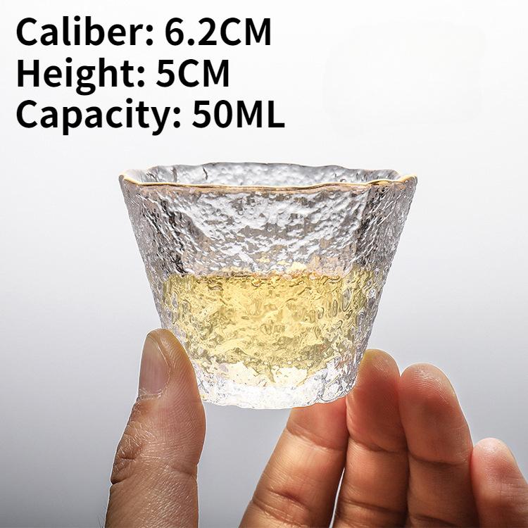 

Японская позолоченная стеклянная кованая чашка для чая в стиле кунг-фу с золотой каймой для сакэ Master Tea Bowl Чайный сервиз Домашняя кухонная утварь 200ml