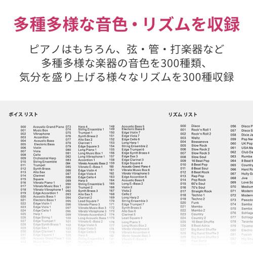 TORTE Electronic Keyboard, 61 Keys, Japanese Language, 300 Voices, Lightweight and Slim Design, TSDK-61/WH, Beginner's Edition, Includes Light Set Wit