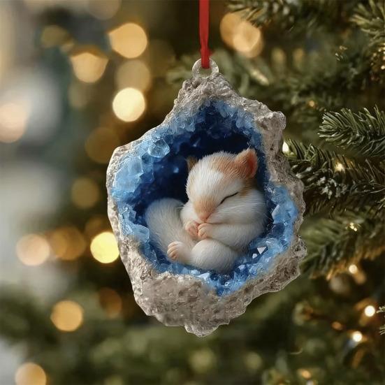 Christmas Countdown Calendar Box 24-Day Advent Calendar Acrylic Forest Animal Hanging Decorations Festive Atmosphere Enhancer