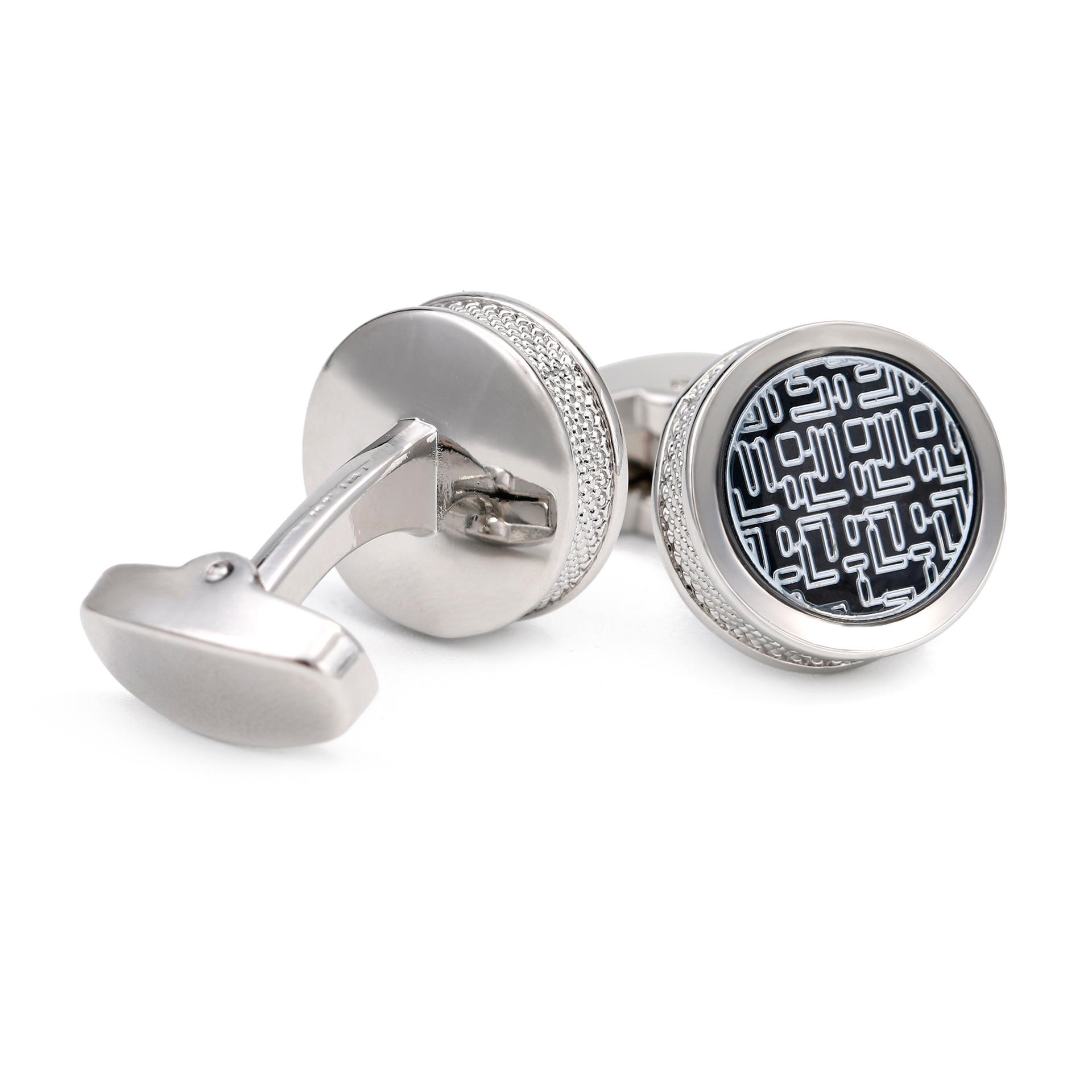 

Синие полосатые круглые серебристые запонки для мужчин - Новое поступление Manual Size