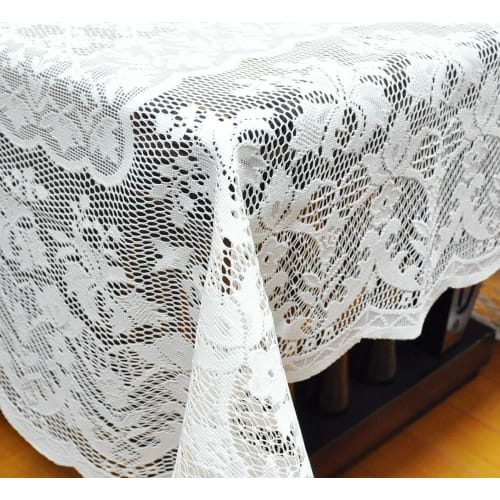 Water-repellent jacquard lace tablecloth (approx. 140cm x 220cm rectangular, seats 6) (white) 5818-220-WH