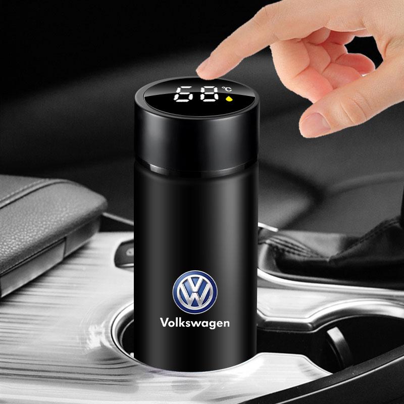 Car Smart Thermos Bottle With Temperature Display Coffee Cup For Volkswagen Scirocco POLO Tiguan Passat B5 B6 B7 Golf EOS Jetta MK6 Octavia