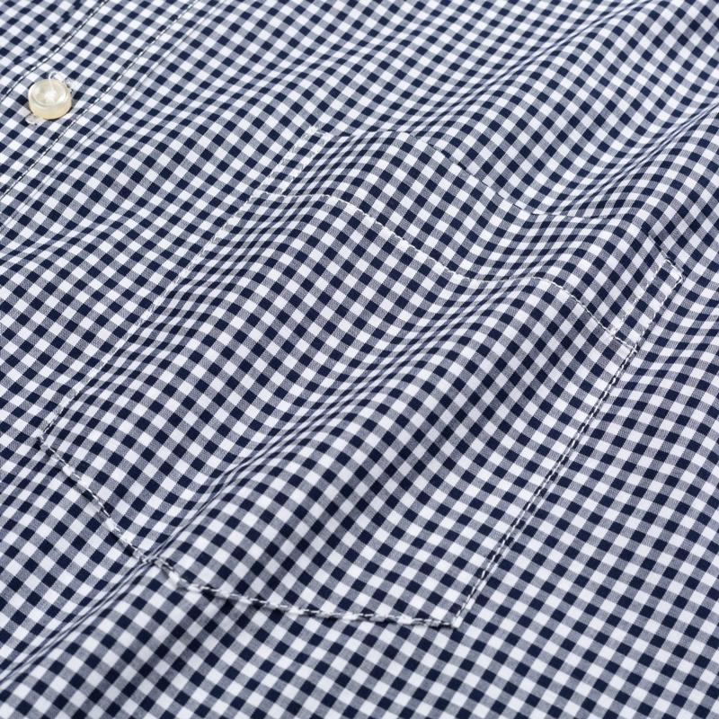 Men's Standard-Fit Long-Sleeve Casual Checked Shirt Single Patch Pocket Button-down Collar Comfortable 100% Cotton Gingham Shirt
