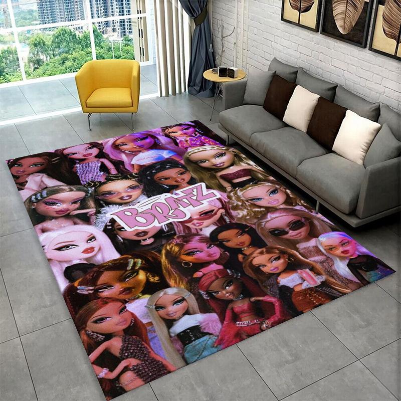 Bratz Doll Kawaii Girl Cartoon Carpet Rug for Playroom Bedroom Living Room Sofa Home Decor,kid Game Area Rug Non-slip Floor Mat