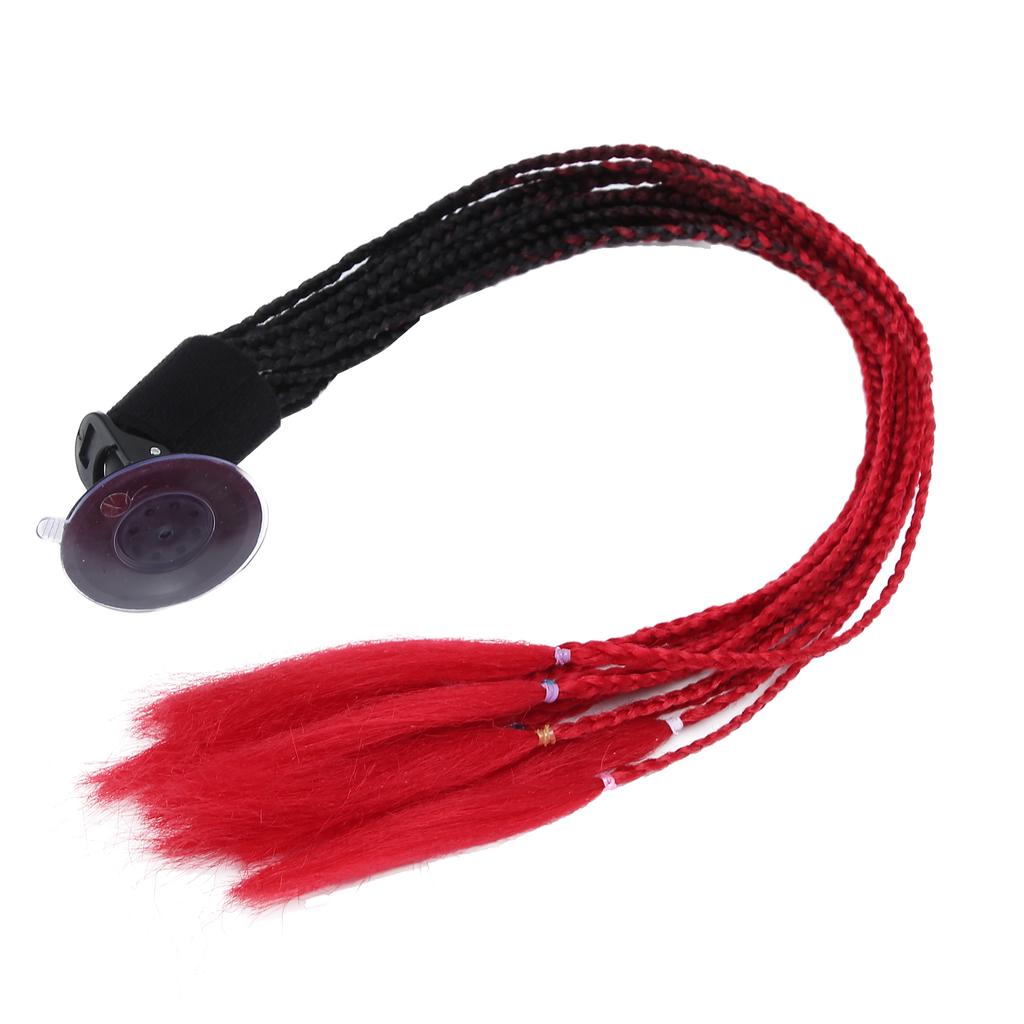 Helmet Braids Suction Cup Punk Style Motorcycle Helmet Pigtails Ponytail Gradient ColorBlack Red