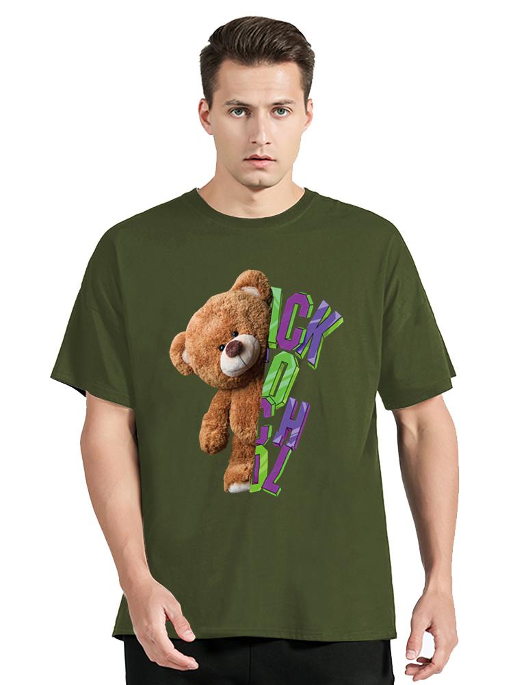 Fashion All-match Women Cotton T-shirt Cartoons Cute Bear Tops Summer Black Classic O-Neck Tee Women Clothes Hip Hop Tshirt