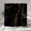 Rideau de douche en marbre noir et doré Tissu imperméable Rideaux de salle de bain Veines abstraites luxueuses Diviseur d'écran de bain Décoration intérieure