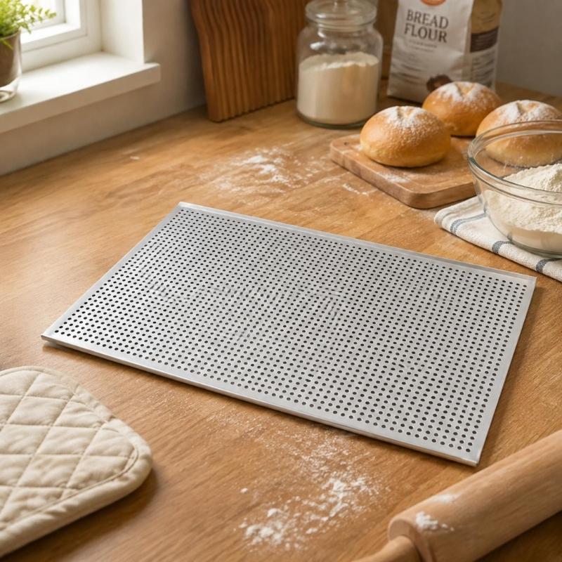 Perforated Pastry Baking Tray, Anodized Aluminum Base with Openings That Let Hot Air Move Around Laminated Pastry