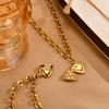 White Zircon Heart Shape Box Bracelet for Women Stainless Steel Gold Color Lip Chain OT Buckle Love Pendant Bracelets Jewelry