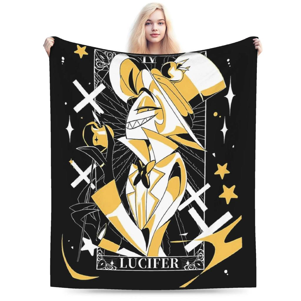 Lucifer Morningstar Hazbin Hotel Fleece Winter Blanket Breathable Lightweight Thin Throw For Home Outdoor