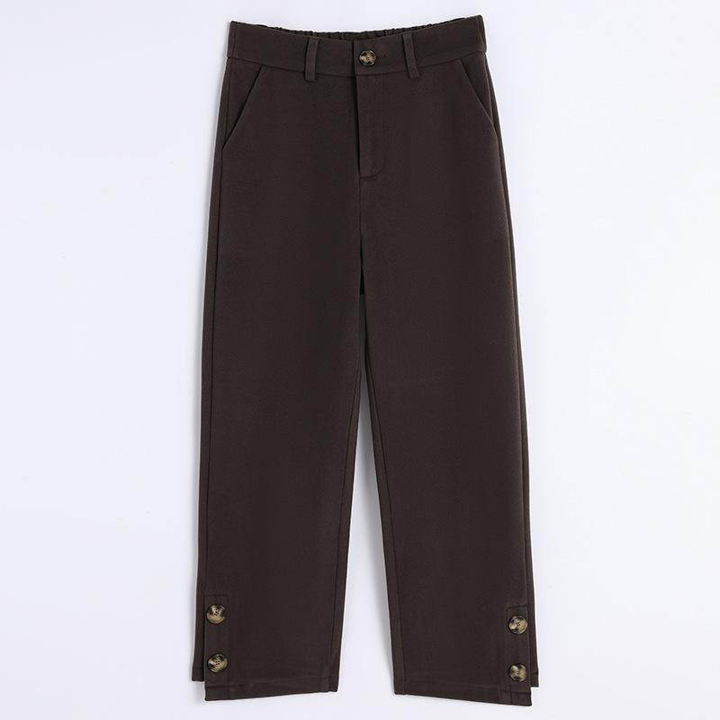 Woolen Wide-leg Pants Women's Spring and Autumn Semi-elastic Waist Pants Straight-leg Suit Pants Outer Pants