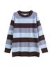 Plus Size Striped Knit Sweater for Women - Lazy Style Autumn/Winter Slim Fit (130-300 Jin)