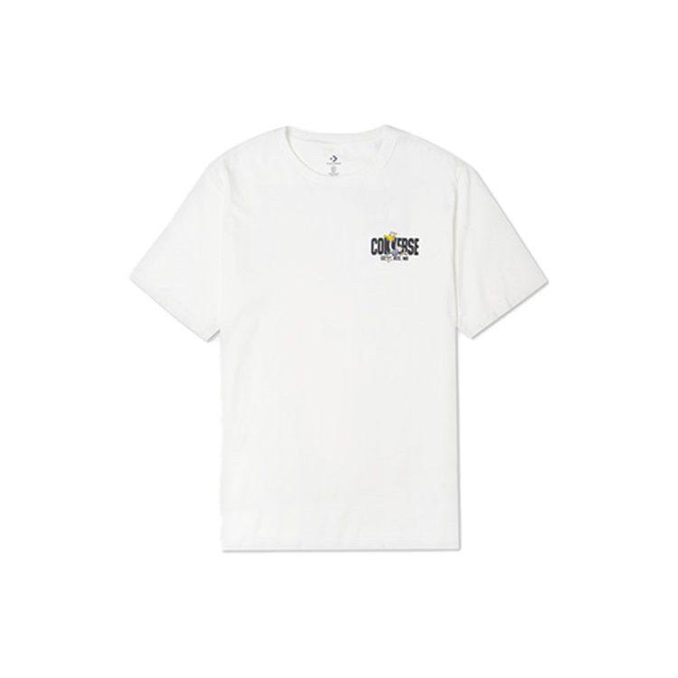 Converse Alphabet Cartoon T Shirts Men's White Crew Neck Moderate Straight Fit 10021124-A02